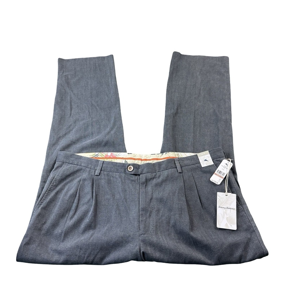 Tommy Bahama Havana Herringbone Pleat Silk Cotton Mens Trouser Size 42X34 NWT